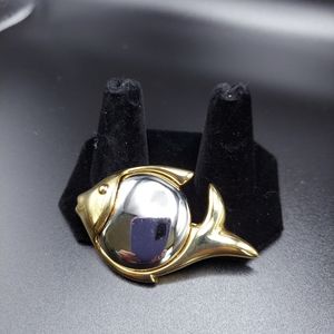 Vintage LCI Two Tone Fish Brooch.